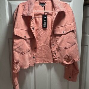 Timing Coral Corduroy Jean Jacket